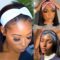Headband Wig Short Bob Straight Human Hair Wigs Half Wigs with Headbands