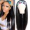 Headband Wig Human Hair Wigs for Black Women Brazilian Straight Scarf Wigs None Lace Wigs Natural Color