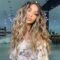 30”Synthetic T Part  Lace Front Wigs Ombre Brown Middle Part Synthetic Wig