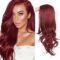 24” Red Synthetic Wig Long Wavy Side Part Heat Resistance Wig