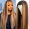 Highlights Omber Blonde Wig for Women Synthetic Long Straight Hair
