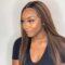 Long Straight Highlights Wig 28 Inches Synthetic Brown Mixed Blonde Color Highlights Wigs for Women