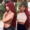 Long Straight Wigs Ombre Wine Red Burgundy Wigs for Women Natural Hairline