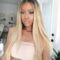 Mixed Blonde Long Synthetic Two Tone Dark Roots Blonde Straight Wig for Women