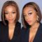 Highlight Short Bob Straight Hair Wigs Mixed Color 13×4 Lace Front Human Hair Wigs