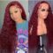 99j Burgundy Deep Water Wave 13x6 Lace Front Wigs Human Hair