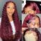 Glueless Burgundy 99j Deep Water Wave HD Lace Front Wigs 4x4 13x4 13x6 Lace Wigs Pre Plucked 180% Density